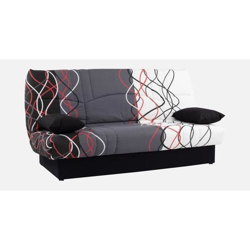 Banquette Clic-clac - 3 Places – Coton Onde Rouge / Noir – 190 X 92 X 96 Cm – Dream