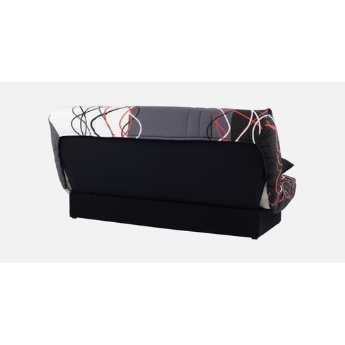Banquette Clic-clac - 3 Places – Coton Onde Rouge / Noir – 190 X 92 X 96 Cm – Dream