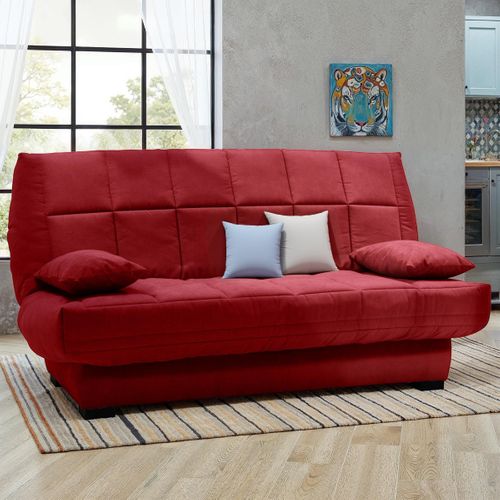 Banquette lit clic clac CARMEN tissu rouge