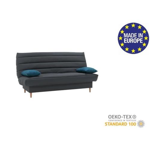 Banquette Clic Clac 3 Places - Tissu Anthracite - Style Scandinave - L 190 X P92 Cm - Liv