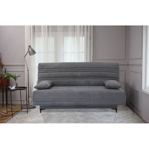 Banquette Clic Clac 3 Places Kristen - Tissu Gris Moyen - L199 X P96 X H103 Cm - Style Contemporain
