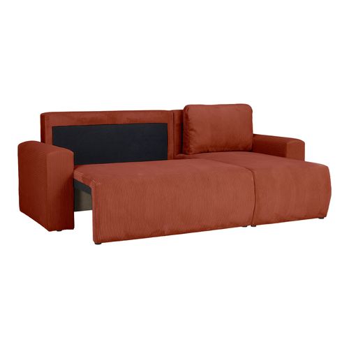 Canapé d'angle convertible MILO tissu terracotta