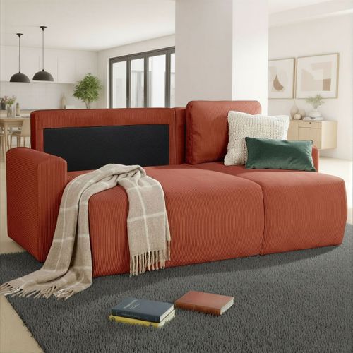 Canapé d'angle convertible MILO tissu terracotta
