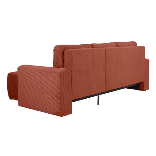 Canapé d'angle convertible MILO tissu terracotta