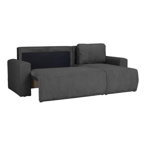 Canapé d'angle convertible MILO tissu anthracite