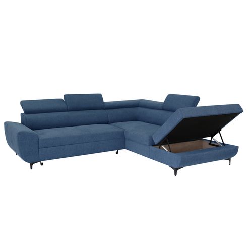 Canapé d'angle convertible droit WESLEY tissu loft bleu clair