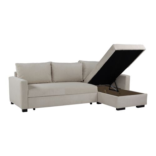 Canapé d'angle convertible NATHAN tissu beige