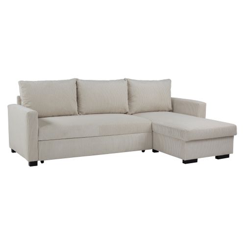 Canapé d'angle convertible NATHAN tissu beige