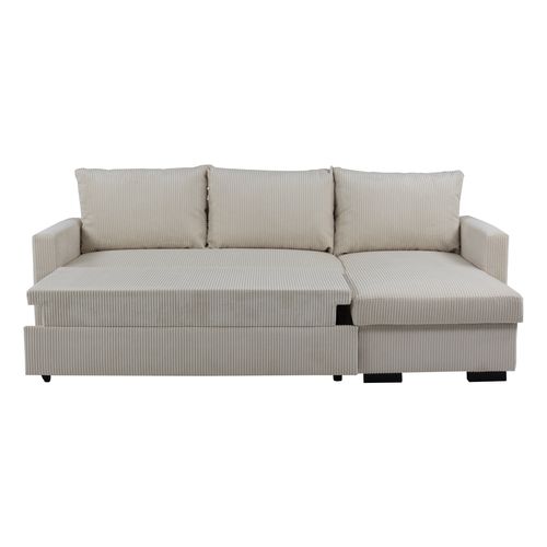 Canapé d'angle convertible NATHAN tissu beige