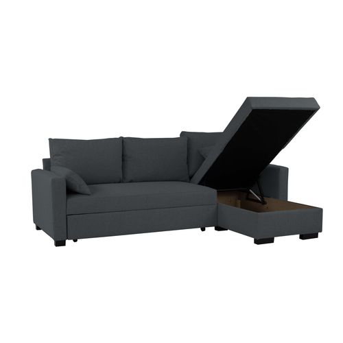 Canapé d'angle convertible méridienne réversible ARTHUR tissu gris foncé