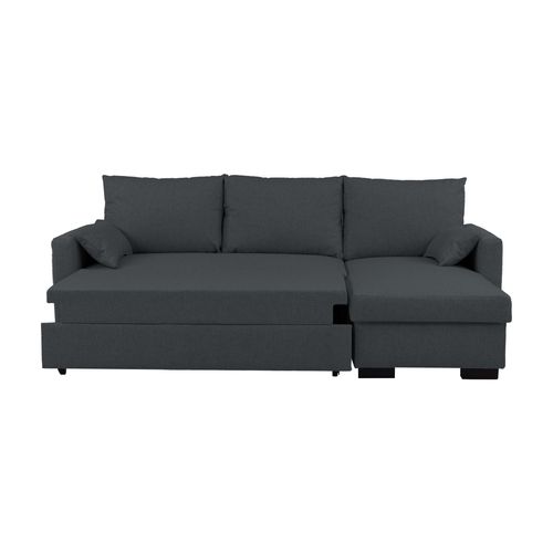 Canapé d'angle convertible méridienne réversible ARTHUR tissu gris foncé