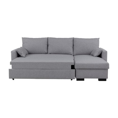 Canapé d'angle convertible méridienne réversible ARTHUR tissu gris clair