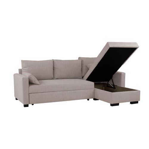 Canapé d'angle convertible méridienne réversible ARTHUR tissu beige