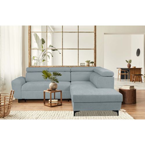 Canapé d'angle convertible droit SANTIAGO tissu gris