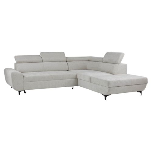 Canapé d'angle convertible droit SANTIAGO tissu blanc cassé