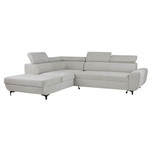 Canapé d'angle convertible gauche SANTIAGO tissu blanc cassé