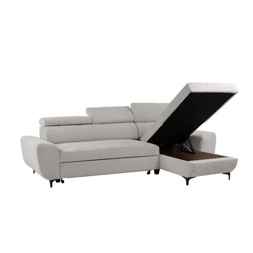 Canapé d'angle méridienne SANTIAGO réversible tissu blanc cassé