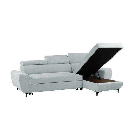 Canapé d'angle méridienne SANTIAGO réversible tissu gris