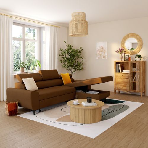 Canapé d'angle méridienne SANTIAGO réversible tissu rouille