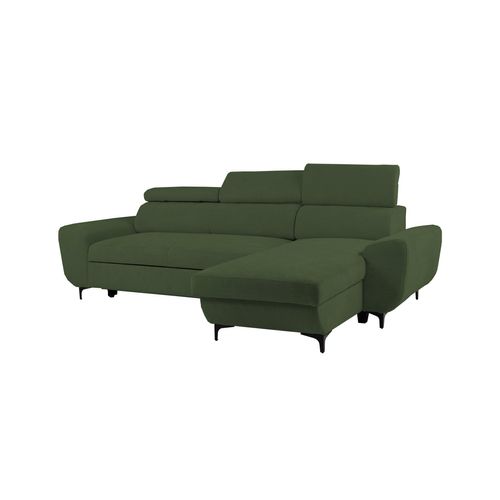 Canapé d'angle méridienne SANTIAGO réversible tissu kaki