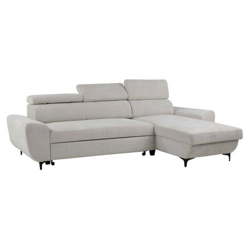 Canapé d'angle méridienne SANTIAGO réversible tissu blanc cassé