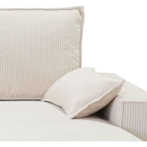 Canapé D'angle Convertible Réversible  Beige - Méridienne Avec Coffre - Velours Côtelé  L 240 X P 1