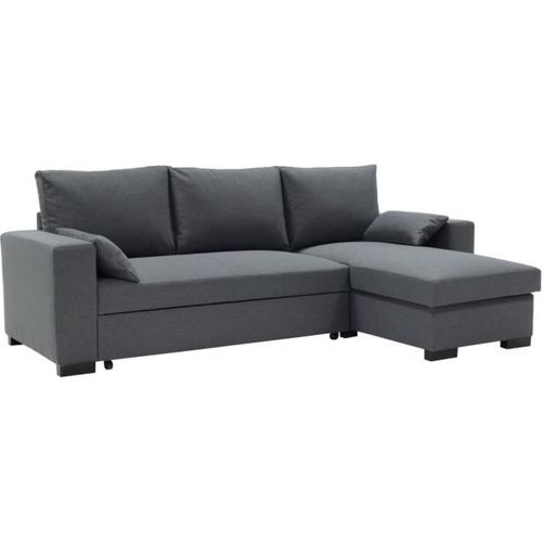 Canapé D'angle Convertible - Morgan - 3 Places - Anthracite Avec Coffre Et Coussins Déco - 236x143x