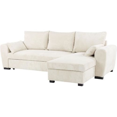 Canapé D'angle Convertible Réversible - 3 Places - Max - Tissu Lincoln Beige - Coffre - 240x143x85