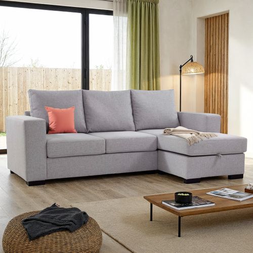 Canapé d'angle réversible ELTON Tissu gris clair