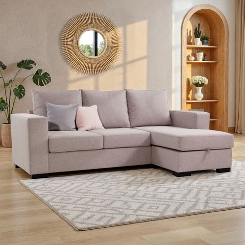 Canapé d'angle réversible ELTON Tissu beige