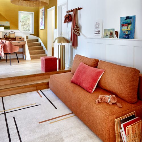 Banquette-lit ESMEE tissu terra cotta