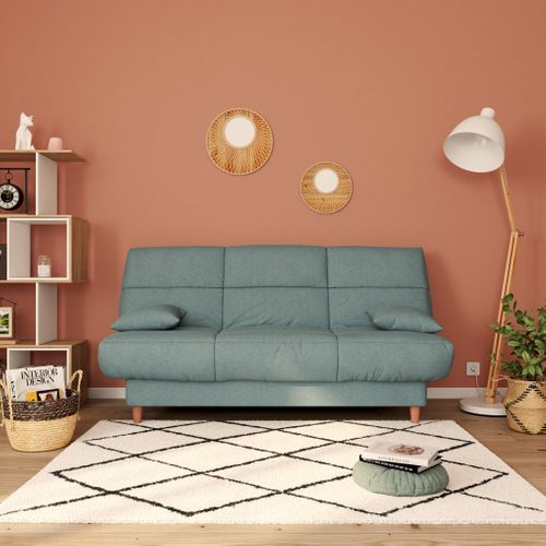 Banquette-lit clic-clac EMMA vert pieds bois