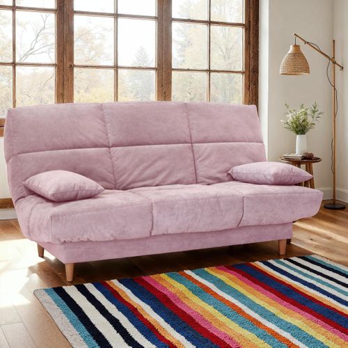 Banquette-lit clic-clac EMMA rose pieds bois