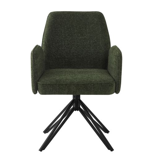 Lot De 4 Chaises Pivotantes Avec Accoudoirs - En Velours - Style De Mode Moderne - Vert Sapin