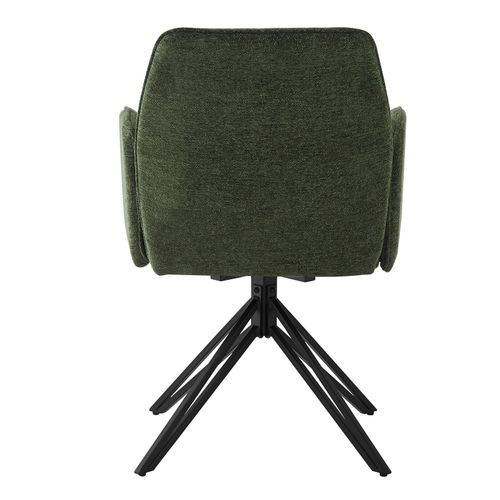 Lot De 4 Chaises Pivotantes Avec Accoudoirs - En Velours - Style De Mode Moderne - Vert Sapin