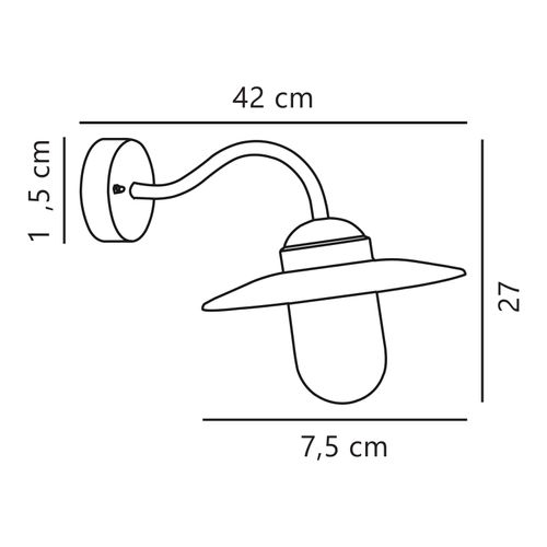 Applique Murale Luxembourg  Métal Noir, H.27 - Ip54 - E27 / Extérieur