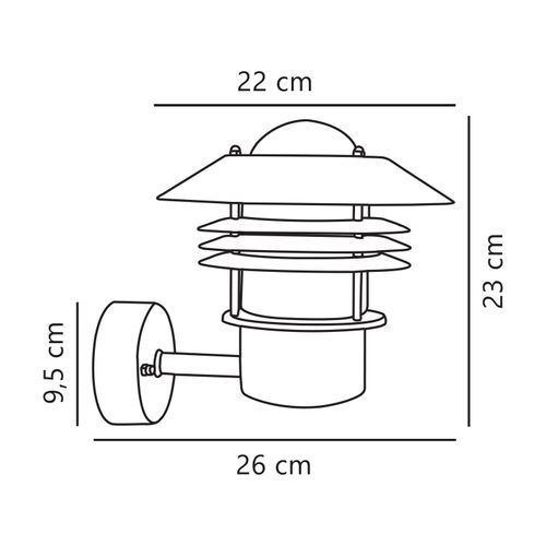 Applique Murale Vejers Up Acier Galvanisé, H.23 - Ip54 - E27 / Extérieur