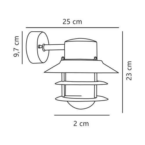 Applique Murale Blokhus Up Cuivre Cuivre, H.23 - Ip54 - E27 / Extérieur