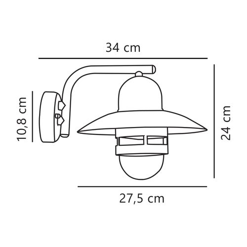 Applique Murale Nibe  Cuivre Cuivre, H.24 - Ip54 - E27 / Extérieur