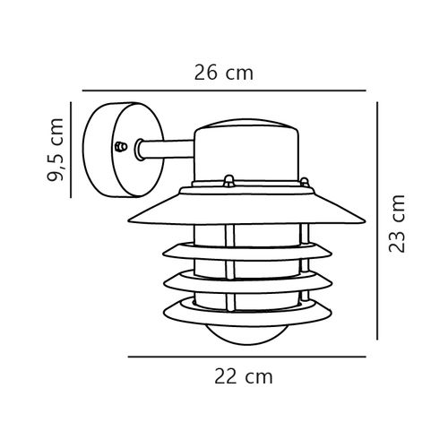 Applique Murale Vejers Down Acier Galvanisé Acier Galvanisé, H.23 - Ip54 - E27 / Extérieur