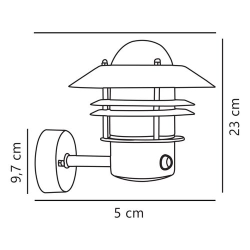 Applique Murale Blokhus Up Sensor Métal Noir, H.23 - Ip54 - E27 / Extérieur