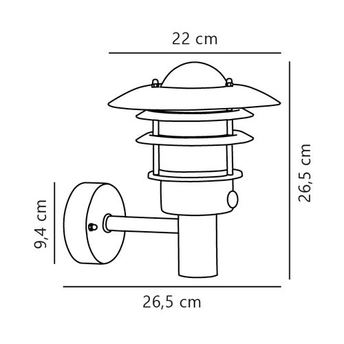 Applique Murale Lønstrup 22 Sensor Acier Galvanisé Acier Galvanisé, H.26.5 - Ip44 - E27 / Extérieur
