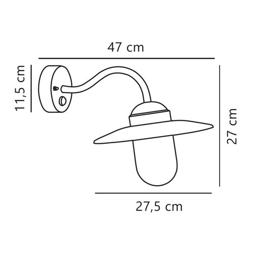 Applique Murale Luxembourg  Métal Couleur Rouille, H.27 - Ip54 - E27 / Extérieur