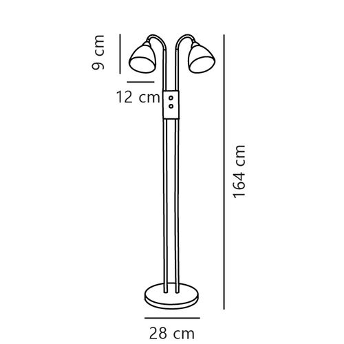 Lampadaire Ray Single Métal Chromé, H.153.5 - Ip20 - E14 / Intérieur