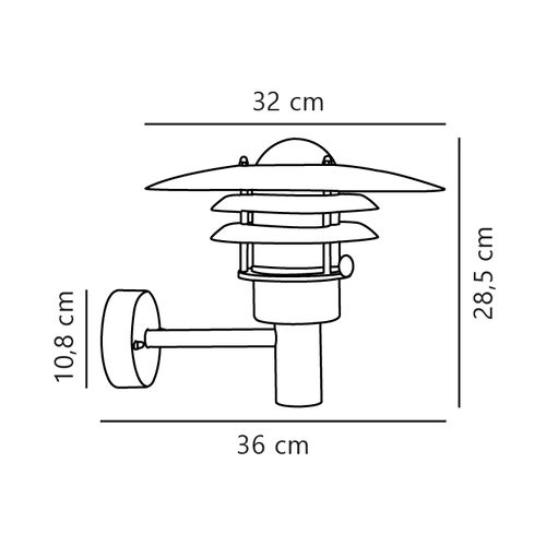 Applique Murale Lønstrup 32 Métal Noir, H.28.5 - Ip44 - E27 / Extérieur