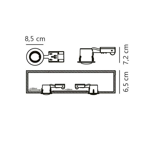 Spot Encastré Mixit Pro Métal Acier Brossé, H.7.2 - Ip23 - Gu10 / Extérieur