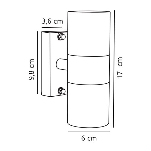 Applique Murale Tin Maxi Aluminium Aluminium, H.10.5 - Ip54 - Gu10 / Extérieur