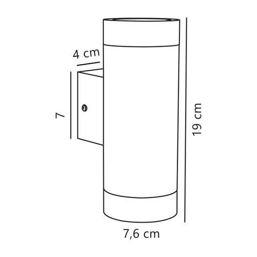 Applique Murale Tin Maxi Double Métal Noir, H.19 - Ip54 - Gu10 / Extérieur