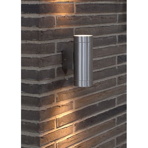 Applique Murale Tin Maxi Double Aluminium Aluminium, H.19 - Ip54 - Gu10 / Extérieur