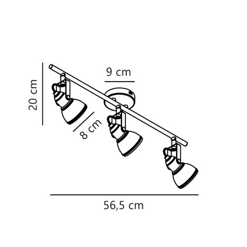 Spot Aslak 3-spot Métal Noir, H.20 - Ip20 - Gu10 / Intérieur